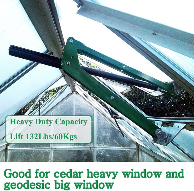 BIBISTORE 132 Lbs Capacity Heavy Duty Automatic Greenhouse Vent Opener Solar Power Auto Hothouse Window Opener Greenhouse Roof Vent Kit Greenhouse Accessories Perfect for Heavy Windows