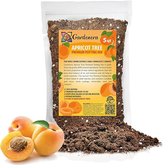 Premium Apricot Potting Soil Mix - Ideal Nutrient Blend for Growing Robust, Flavorful, and Bountiful Apricots - 5 Quart