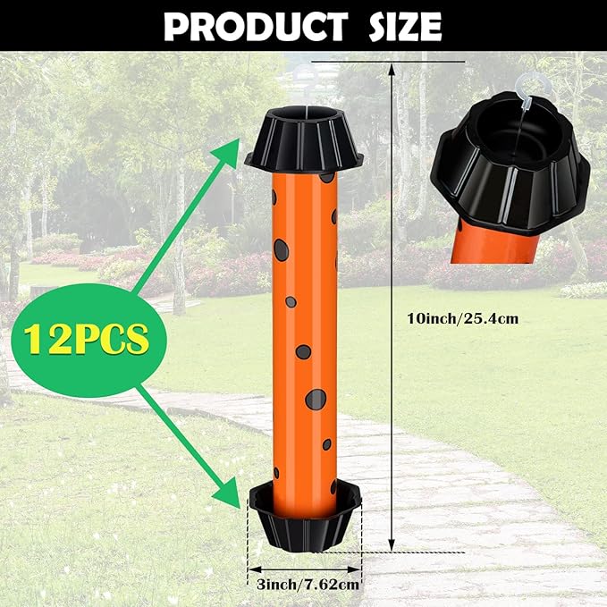 Qualirey 12 Pcs Sticky Fly Trap Fly Stick Indoor Outdoor Long Lasting Adhesive Fly Catcher with Hanging Hook for Wasps Gnats Bugs Insects Moths Fruit Flies Mosquitoes Spiders Fleas (Orange, Black)