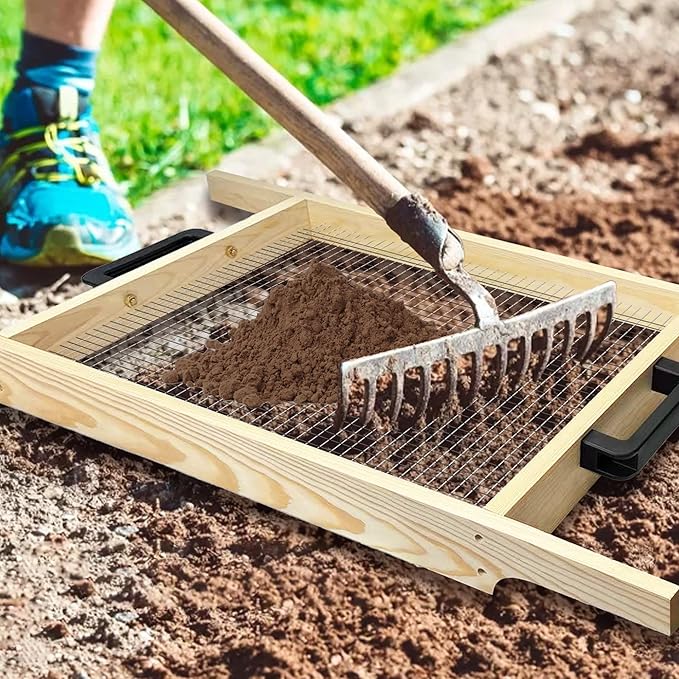 Montex Soil Sifter Large, Garden Rock Sifter, Garden Sifter for Sifting Soil, Worm, Leaves, Loam Soil, Sand and Gravel, Suitable for Wheelbarrow and Handheld