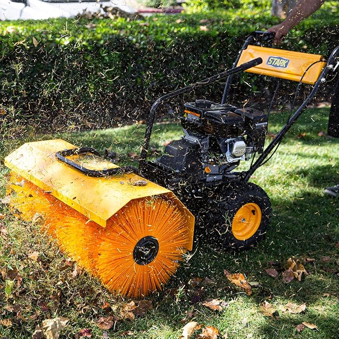 Stark 7.0HP Walk-Behind Power Sweeper Dirt/Debris 31" Brush Broom Clearing Path Engine Gas for Leaves, Dirt, and Gravel