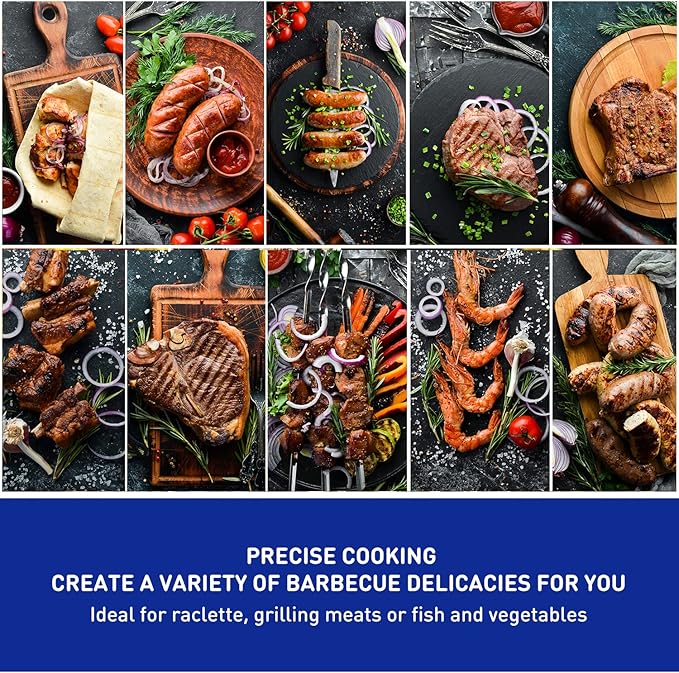 Electric BBQ Grill Techwood 15-Serving Indoor/Outdoor Electric Grill for Indoor & Outdoor Use, Double Layer Design, Portable Removable Stand Grill, 1600W