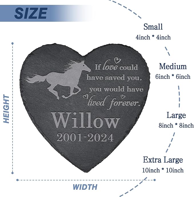 Horse Memorial Stone - Horse Memorial Gifts - Pet Loss Gift - Loss of Horse - Heart