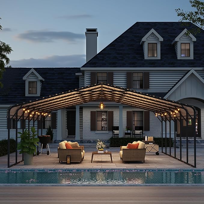 YOLENY Carport 20x30 FT, Heavy Duty Car Port for Garage, Car Shelter with Galvanized Metal Roof and Frame, Easy to Install Outdoor Car Canopy, Expanding Garage Space for Pickup, 2 Cars,Tractors, Gray