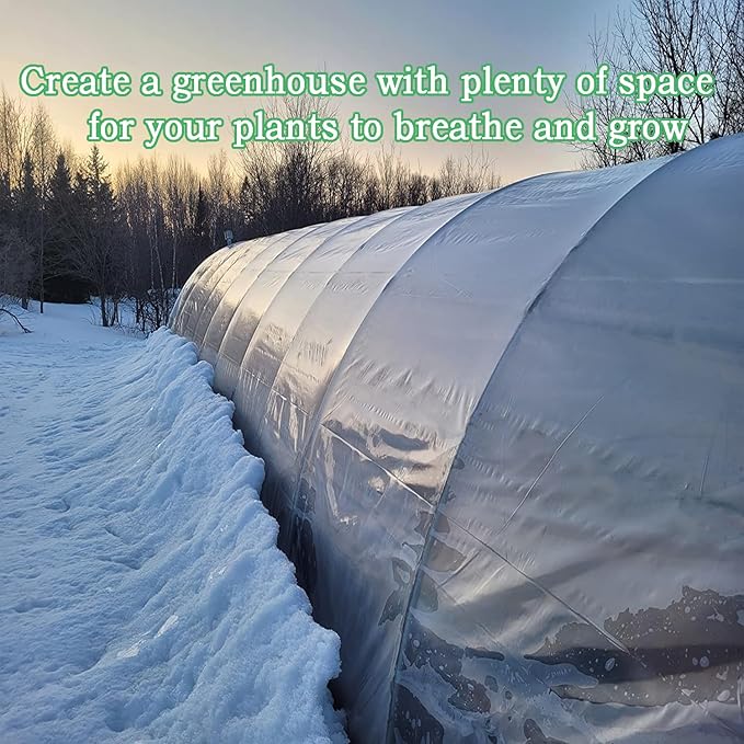 12FTx26FT Greenhouse Plastic Sheeting, 6 Mil Thick Clear Polyethylene Film, Waterproof Wind Frost Dust UV Resistant Green House Plastic Covering for Outdoor Plant, Garden, (12ft x 26ft)