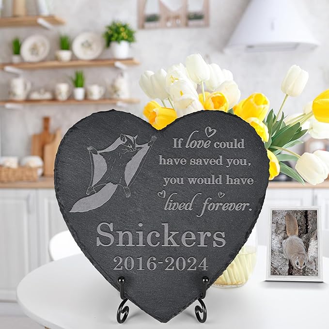 Flying Squirrel Memorial Stone - Flying Squirrel Memorial Gifts - Pet Loss Gift - Loss of Flying Squirre - Heart