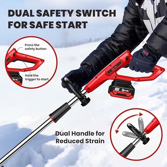 SILVEL Brushless Cordless Snow Shovel,40V 13-Inch 4.0Ah Snow Thrower,Battery Snow Blower with Directional Plate & Adjustable Front Handle (2 Batteries, Quick Charger & Scraper Bar Included)