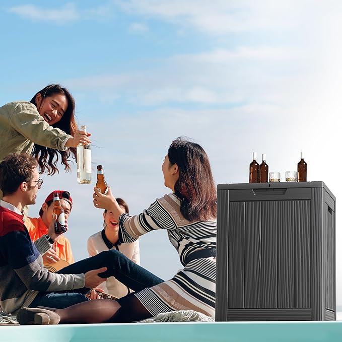 28 Gallon Outdoor Storage Box – Resin Deck Box with Lockable Lid, Waterproof Patio Furniture Storage for Tools, Garden & Yard Organization