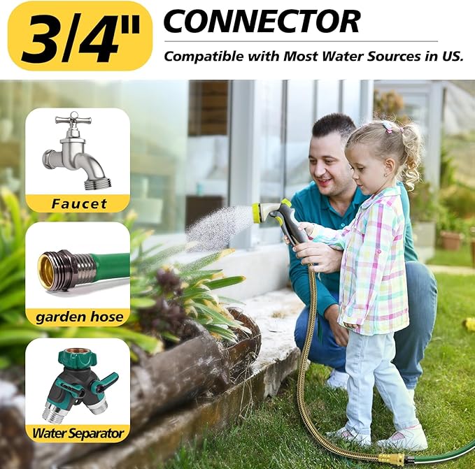 Short Metal Garden Hose 3 ft – 304 Stainless Steel Water Hose Leader, Flexible Hose Extension, Small Lightweight Hose Extender,No Kink Outdoor Hose (Gold,3 ft)