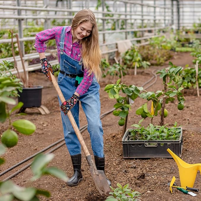 Bamllum Leather Gardening Gloves for Women - Working Gloves for Weeding, Digging, Planting, Raking and Pruning