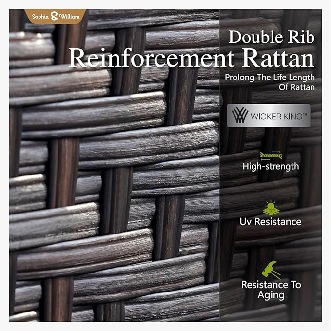 Sophia & William Half-Moon Patio Furniture Set, Curved Outdoor Sofa for 8 with Coffee Table, Wicker Sectional Sofa Outdoor Conversation Sets,Beige