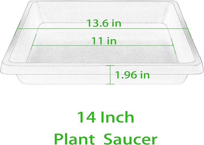14 Inch 2 Pack Square Plant Saucer, Durable Plastic Plant Trays for Pots-Indoor Outdoor, Durable and Thicker Large Plant Drip Trays, 6 8 10 12 13 16 18 20 Flower Planter Saucers for Potted Plants