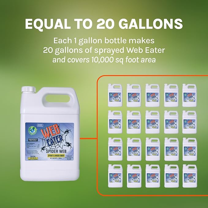 1 Gallon Concentrated Spider Web Washaway Spray with Nozzle- Natural & Long Lasting up to 6 Months