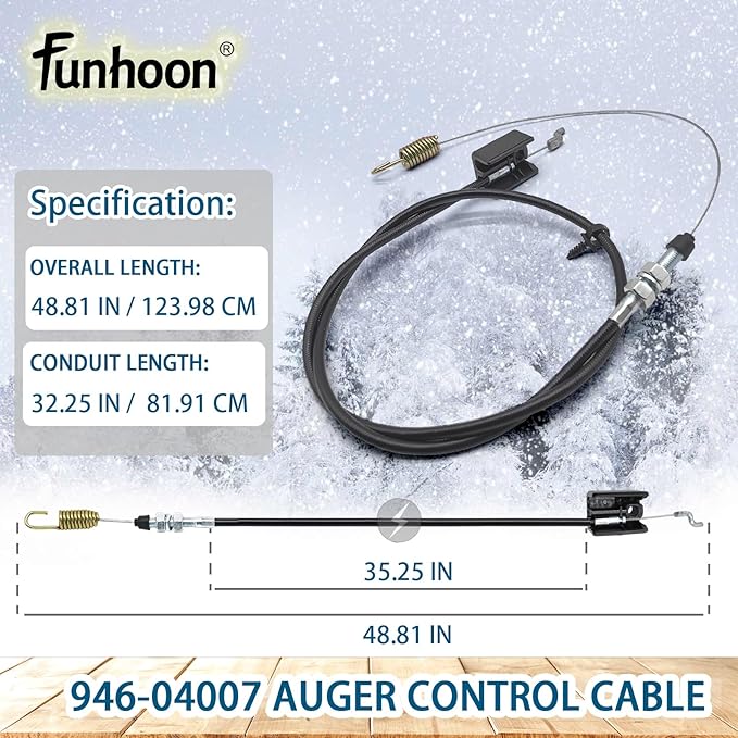 946-04007 Auger Control Cable for Yard Machines Craftsman Troy Bilt MTD Husky Cub Cadet Snow Blowers Replaces 746-04007