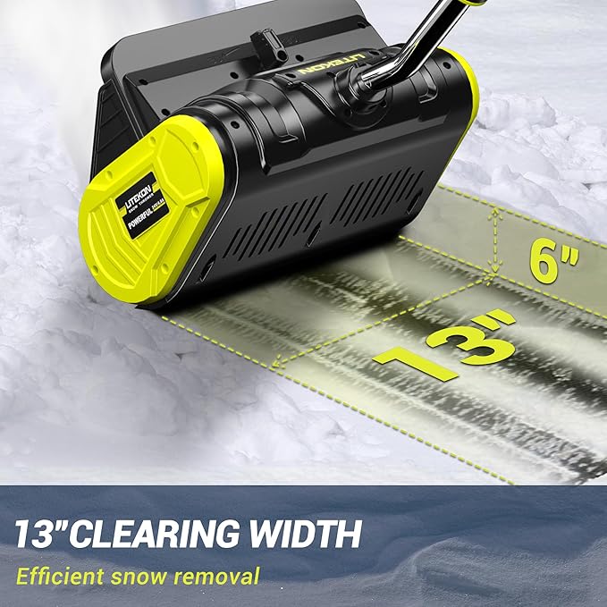 40V Brushless Cordless Snow Shovel, 13-Inch Electric Snow Blower with 2X 4.0Ah Batteries & Charger, Battery-Powered Snow Removal with 16.5FT Throw Distance for Patio, Deck, Driveway,Green