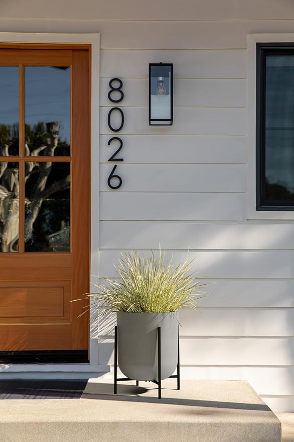 Veradek Mason Series Raised Lima Planter - Round Planter for Patio/Balcony | Plastic-Stone Composite w/Metal Plant Stand | Modern Décor for Plants