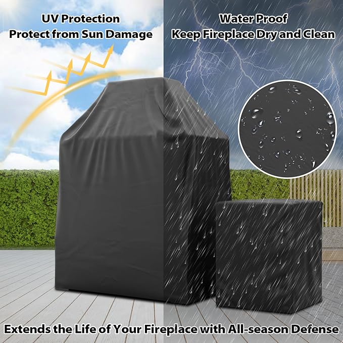 COOS BAY Outdoor Propane Fire Pit 50,000 BTU, Smokelss Gas Fireplace with Locking Mesh Doors and Tank Storage, Adjustable Flame Patio Heater for Deck, Backyard, Black/Gray