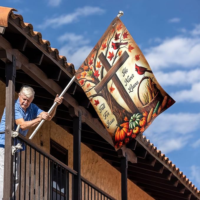 FLAGWIX Fall Christian Flag - House Flags for Outside 29.5" x 39.5" - Christian Gifts for Women Men, Fall Decorations for Home, Thanksgiving Decorations for Garden Decor, Outdoor Decor for Patio