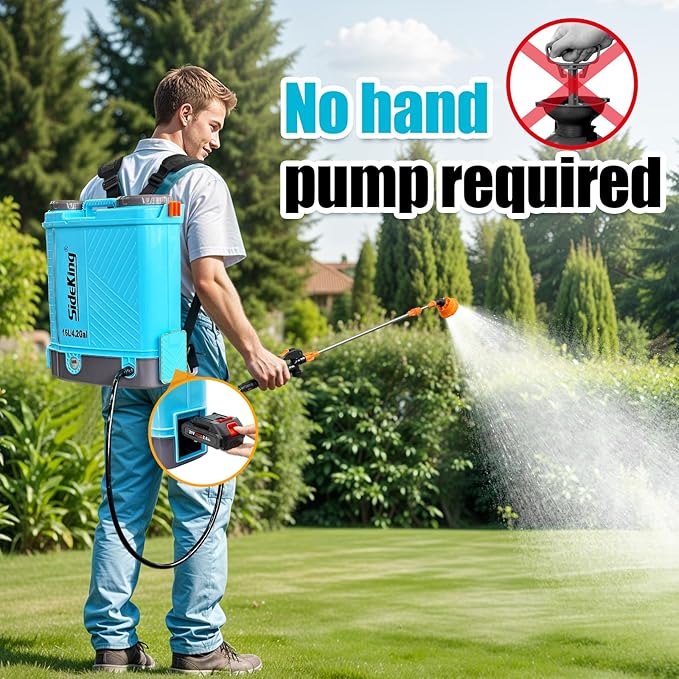 Battery Powered Backpack Sprayer 4 Gallon, 0-100 PSI Adjustable Pressure Sprayer Compatible with Makita 18V Battery, Electric Sprayer with Wand, 5 Nozzles, 2.6Ah Battery&Charger Included