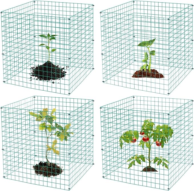 4 Packs Wire Plant Protectors,15.3" X 15.3" Wire Mesh Plant Protector cage,DIY Garden and Vegetable Protectors,Plant Cage to Protect Plants from Animals