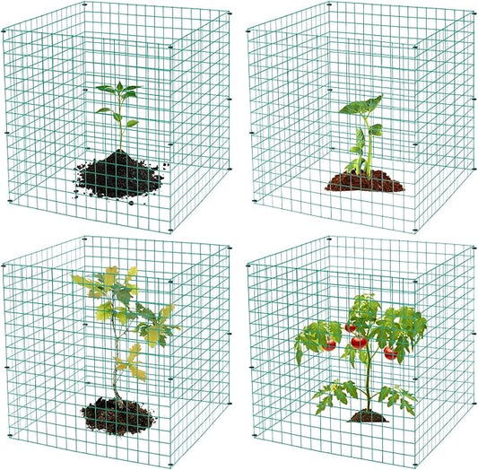 4 Packs Wire Plant Protectors,15.3" X 15.3" Wire Mesh Plant Protector cage,DIY Garden and Vegetable Protectors,Plant Cage to Protect Plants from Animals
