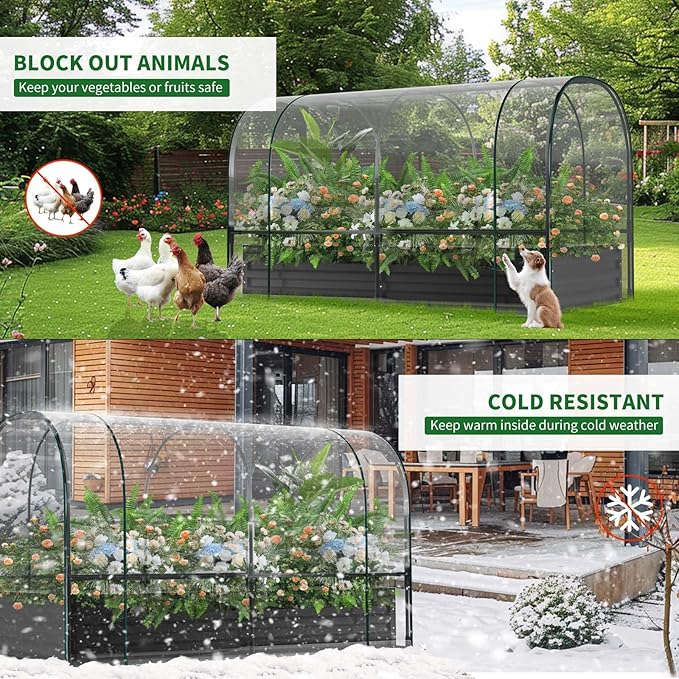 Galvanized Raised Garden Bed for Gardening Vegetables with Cover, 72.8"*37.4"*45" Outdoor Metal Planter Box Kit with Roll-Up Large Screen Windows Mini Greenhouse for Growing Vegetables Flower
