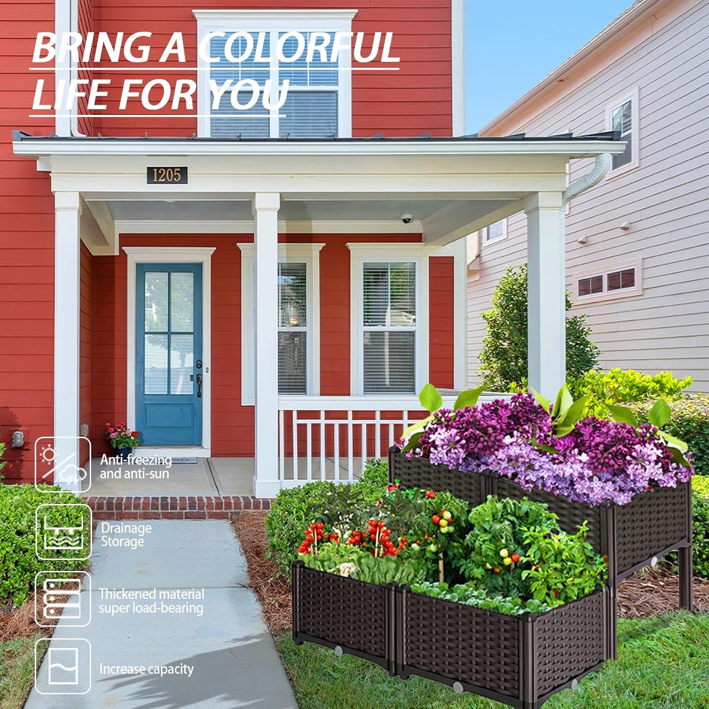 Raised Garden Bed with Legs, Elevated Plastic Planter Box for Outdoor Plants, Flowers, Vegetables and Herbs