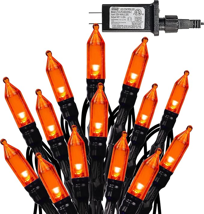 Dazzle Bright 200 LED Halloween Mini String Lights, 65FT Light Up 8 Modes Christmas Decorations Fairy Lights for Indoor Outdoor Room Garden Holiday Party (Orange)