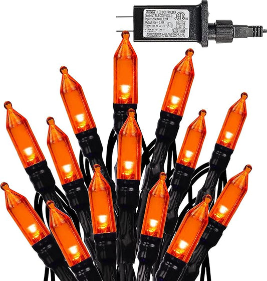 Dazzle Bright 200 LED Halloween Mini String Lights, 65FT Light Up 8 Modes Christmas Decorations Fairy Lights for Indoor Outdoor Room Garden Holiday Party (Orange)