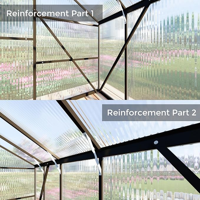 8x14 FT Greenhouses for Outdoors, Polycarbonate Greenhouse with PC Panels, Greenhouses for Outdoors for Yard, Garden, Hobby, Dark Grey