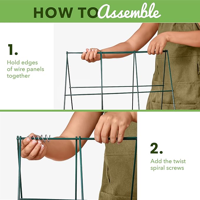 Cucumber Trellis - A Frame Trellis for Raised Bed Climbing Plants, Vegetables. Includes Plant Support Clips, Gardening Gloves, Cable Ties - Made from Galvanized Steel - Weather-Resistant