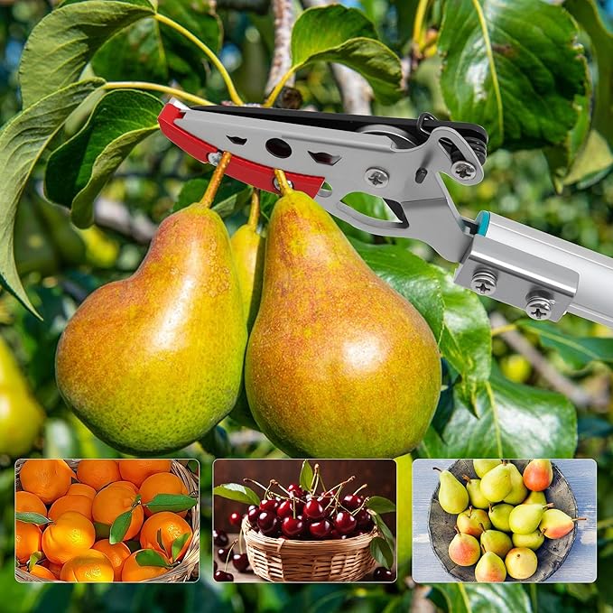GARTOL Cut & Hold Long Reach Pole Pruner, 32 Inch Lightweight Tree Trimmer Long handle Pruner, Cuts up to 1/2 Inch, One-Hand Garden Pruning Shears for Branches Trimming, Fruit Picking