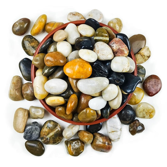 45LB Bulk Polished River Stones, 1"–2.2" Mixed Color Decorative Pebbles for Plants, Aquarium Gravel, Landscaping, Garden Pathways & Vase Filler