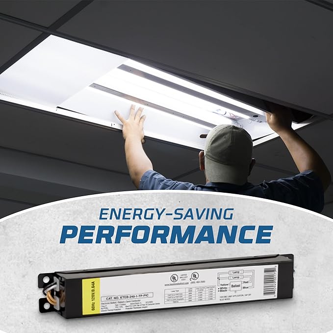 Replacement for Keystone KTEB-240-1-TP-PIC 2 Lamp T12 Electronic Fluorescent Ballast | 120V Input with Instant Start Operation | 0.85 Ballast Factor, UL-Approved