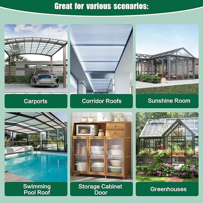 5 Pack Clear Polycarbonate Greenhouse Panels,Twin-Wall Polycarbonate Sheets for Roofing,Greenhouses ,Weather Resistant for Roof, Siding, and Sunroom ( 4ftx2ftx0.31in)