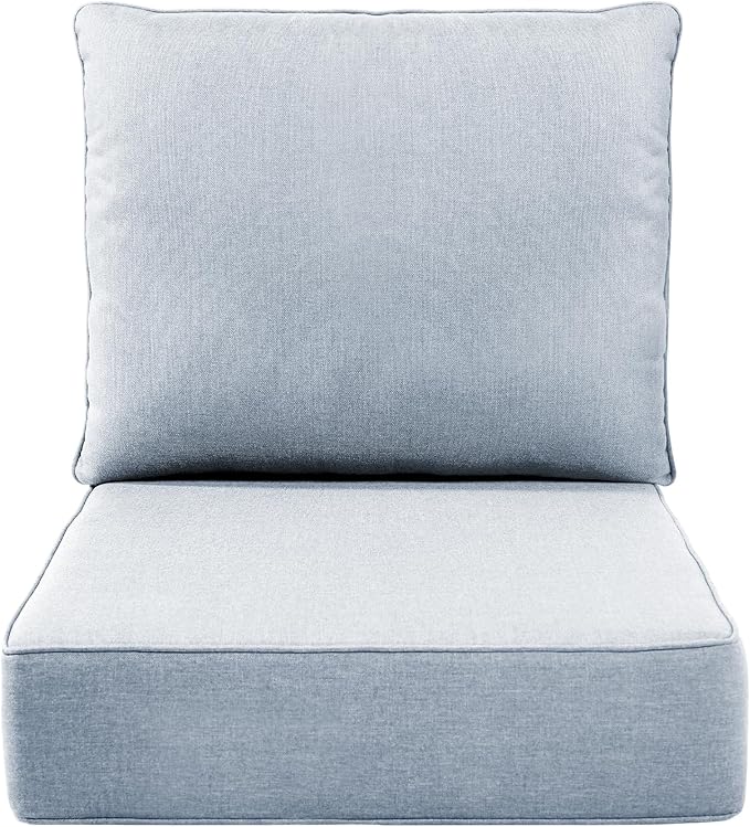 Luxury 6" Outdoor Cushions for Patio Furniture, 24x24x6 Thick Seat Cushion Set, Fade Resistant Couch Chair Replacement Cushions High Density Deep Wicker Chair Cushion with Removable Cover Baby Blue