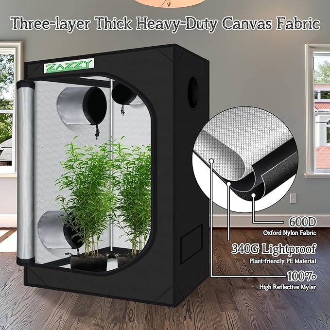 zazzy Tent for Plants Indoor, 48"x24"x60" Grow Tents Plant Tent 600D Mylar Reflective Grow Tent for Hydroponics Indoor Growing 4x2