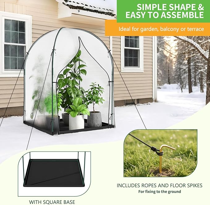 Portable Greenhouse for Outdoors, Green House Tent with Durable Bubble Film Cover and Zippered Door,Walk-in Mini Green House with Removable Mat for Indoor Outside Protecting Plant,47.2x47.2x71 Inch