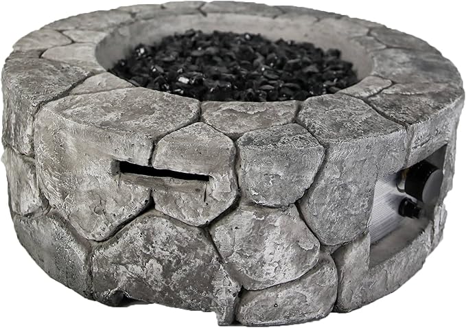 HF09501AA Edinburgh 40,000 BTU Propane FirePit Table for Patio and Deck Use, MGO Construction, Includes Crystal Glass Beads Protective Fabric Cover, 28 Inch x 9 Inch, Stonework Finish