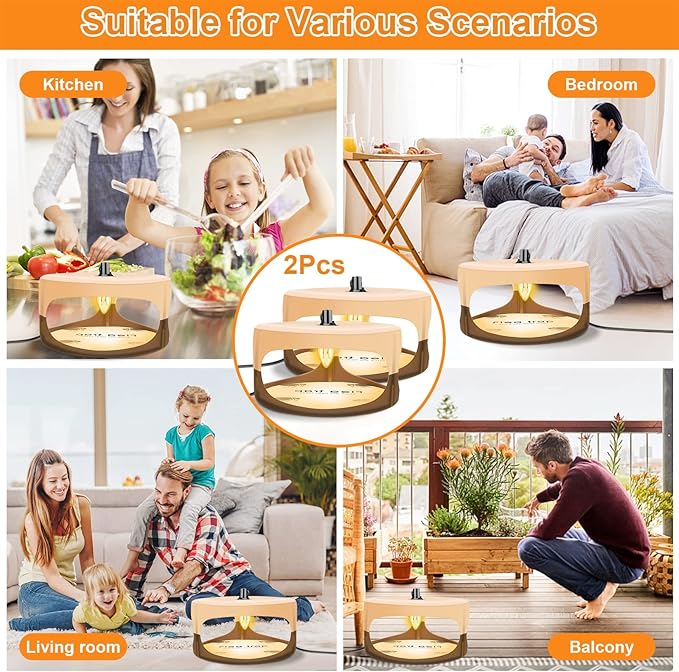 Flea Trap for Inside Your Home, Flea Light Traps with 2 Glue Discs Odorless Natural Fleas Killer Trap Pad Bed Bug Traps Light Bulb Pest Control for Home House Inside, Safe for Children Pet Dog Cat