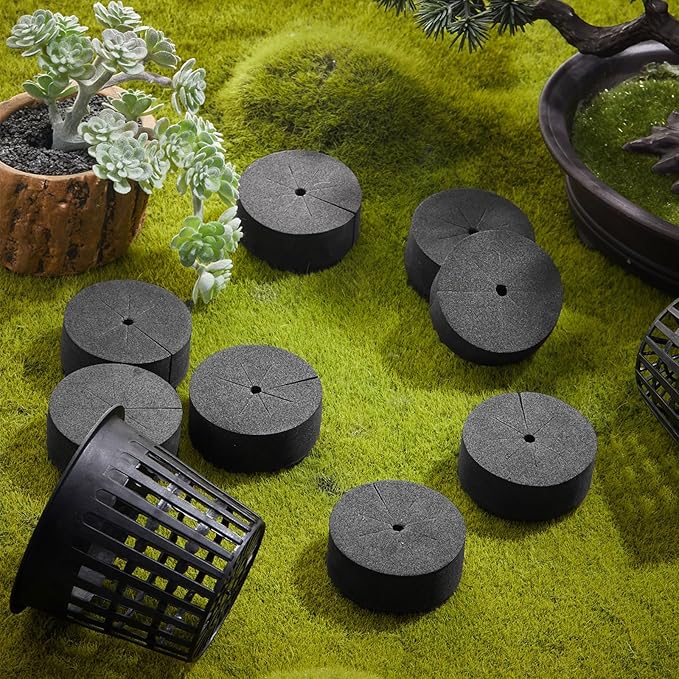 Lallisa 120 Pcs Clone Collars 2 Inch Foam Inserts for Hydroponic Cloning Machines Fits 2" Net Pots Reusable Collars for Hydroponics Plant Germination in DIY Cloner and Clone Machines (Black)