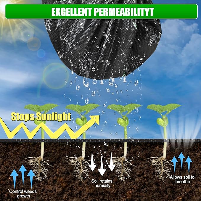 6ft x300ft Black Weed Barrier Landscape Fabric Heavy Duty 3.2OZ French Drain Fabric Ground Cover Weed Cloth for Erosion Control，Outdoor Gardening Weed Control Mat