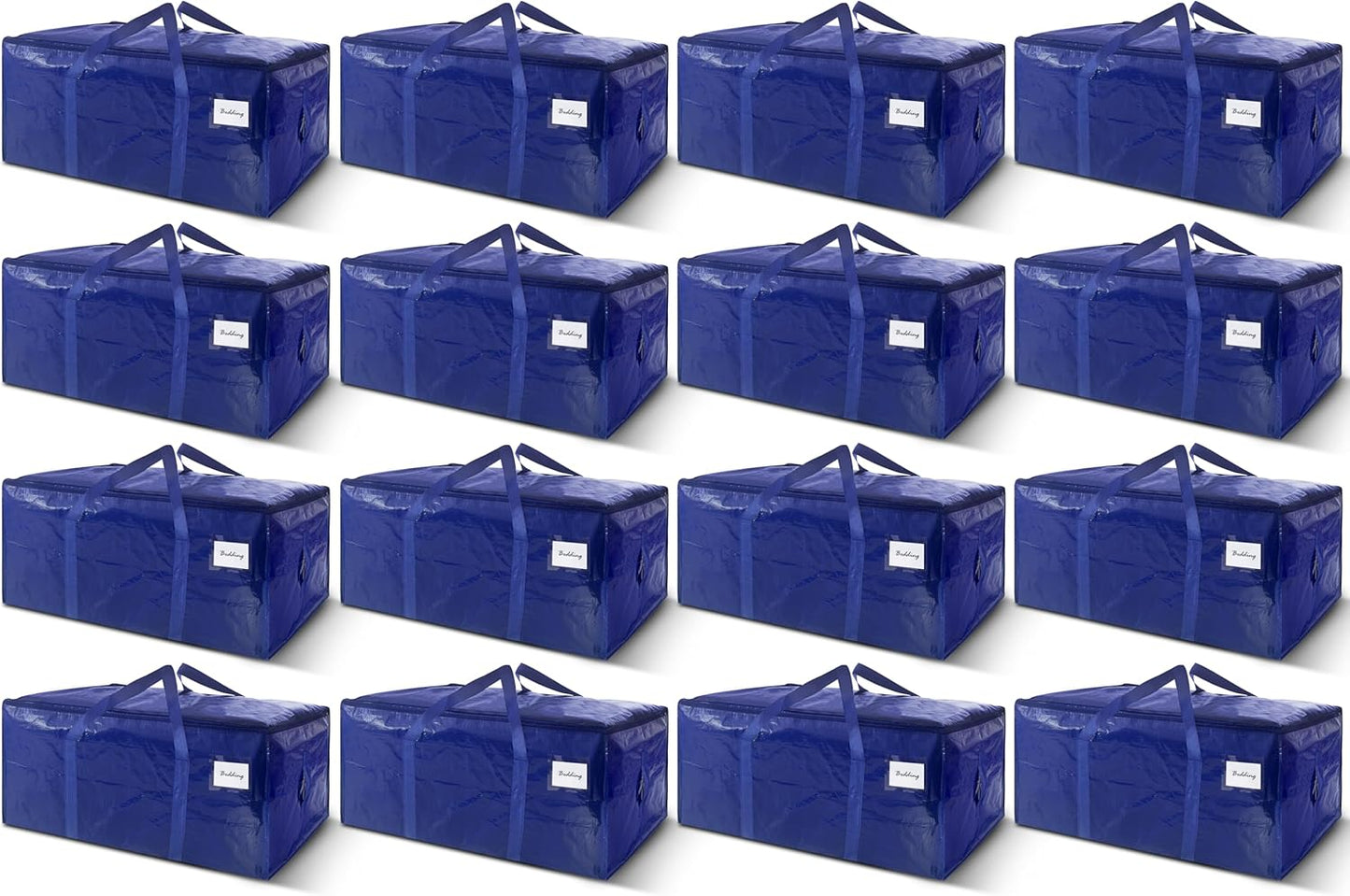 16 Pack Extra Heavy Duty Large Moving Bags with Strong Zipper & Carrying Handles, Sturdy Clothes Storage Bags Totes Bins, Packing Moving Boxes College Supplies, Dark Blue - 40 gal