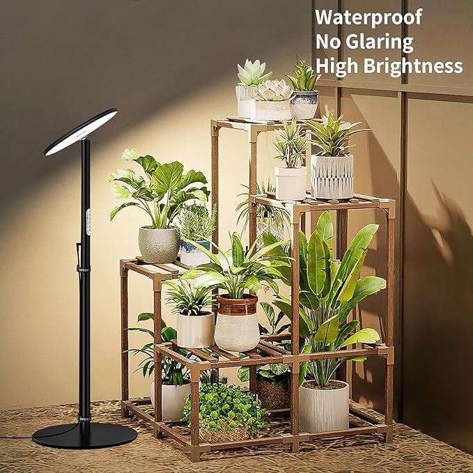 chiphy Desk Grow Lights for Indoor Plants, Full Spectrum LED Plant Light, 40W Aluminum Tabletop Grow Lamp, Automatic Timer 4H/8H/12H, 16''-30'' Height Adjustable, Remote for Large Small Plants