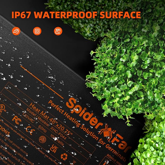 Spider Farmer Seedling Heat Mat 48"x20.75" Waterproof Plant Heating Pad with Built-in Temperature Controller for Indoor Seed Starting Germination Hydroponics Cutting Clone