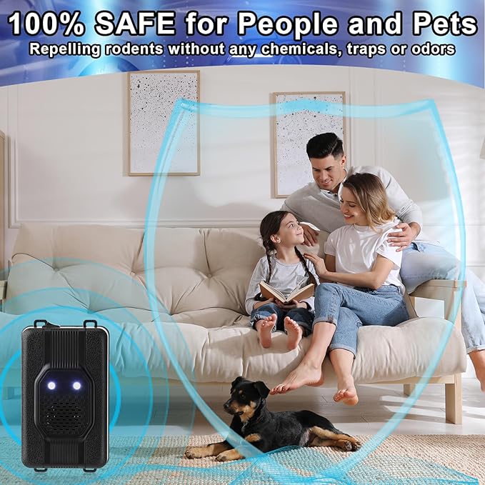 Qualirey Under Hood Rodent Car Repeller Battery Operated Ultra Sonic Car Rat Rodent Electronic Repellent with Strobe Light Pest Car Prevention Keep Animal Mice Out of Cars Engines Garage (4 Pcs)