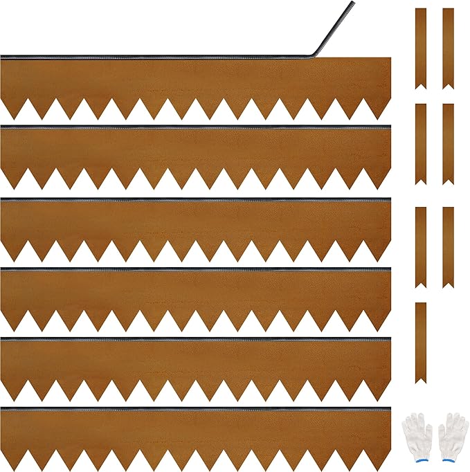 KOL Garden Lawn Edging Pre-Rusted Weather Resistant Steel - 40" L x 8" H (20FT Total Length) - 6-Pack Metal Landscape Edging - 14-Gauge Heavy Duty Hammer in Border w/7 Clips & 6 Protection Strips