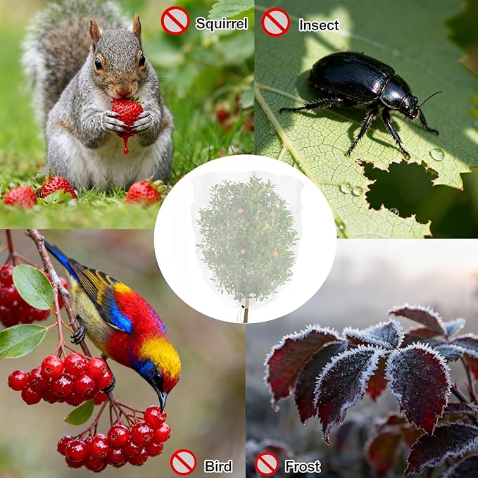 Garden Mesh Netting with Drawstring & Zipper,4PACK Mesh Netting Pest Barrier Protection Bird Mosquito Net Plants Cover for Patio Vegetable Plants Fruit Tree (4FTx5.9FT+2.3FTx3.3FT)