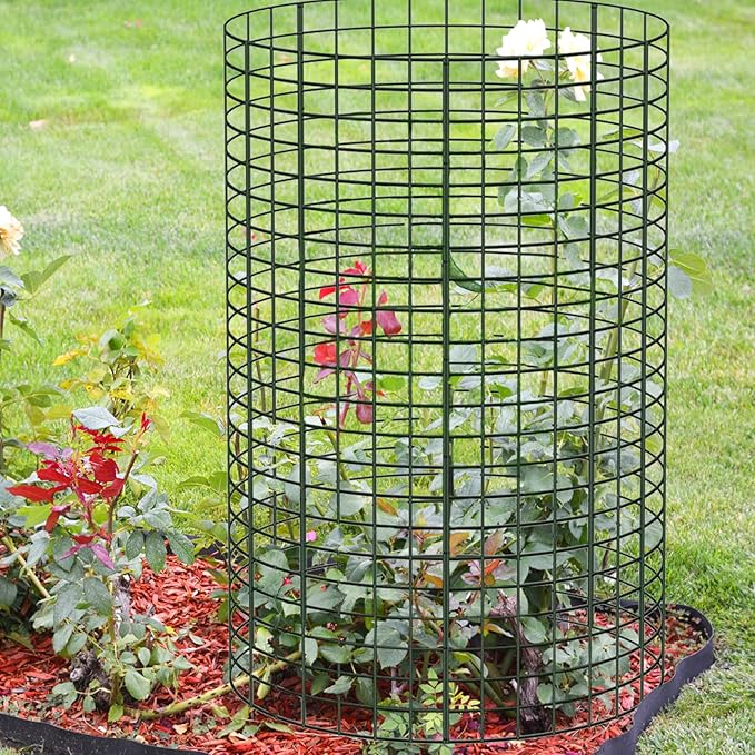 15 Pcs Large Wire Plant Protector from Animals, 5 Pack 24" H X 12" Dia Metal Plant Cage Chicken Wire Cloche with Ground Stakes and Nylon Tie to Keep Animals Out, Garden Protection Bunny Barricade