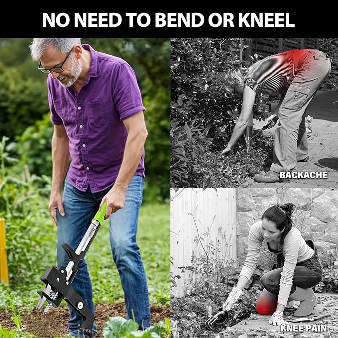 MAZING 4-Claw 39" Weed Puller Tool, Length Adjustable Detachable Weed Remover, Stainless Steel Claws Weed Picker and Grabber, Stand Up Weed Root Pulling Tool for Lawn, Yard, Garden, Patio